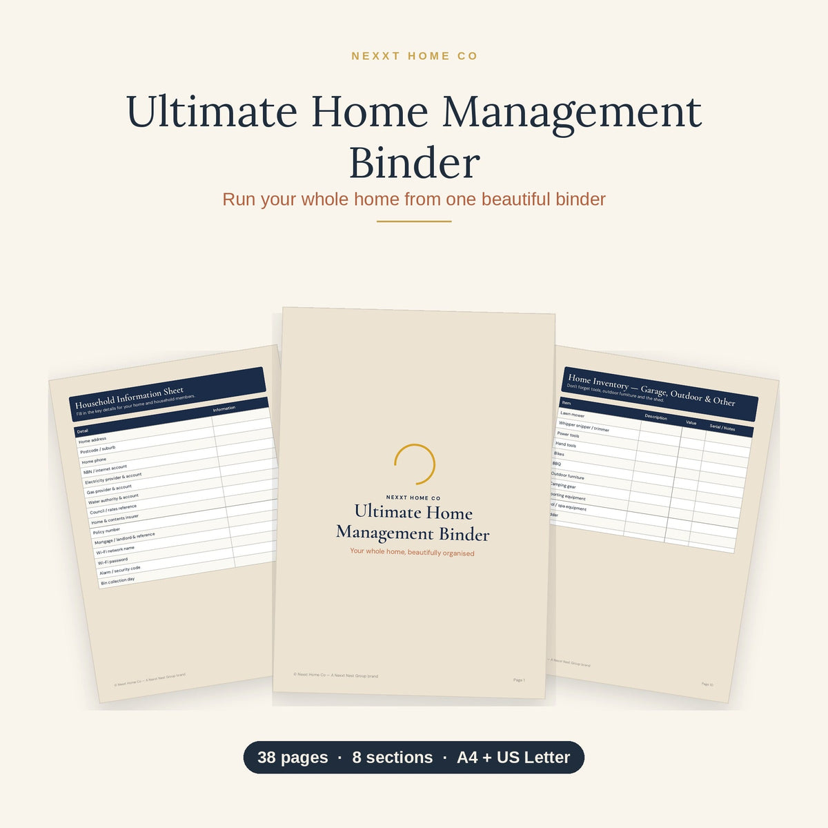 Printable decluttering checklist and sorted household items on a bench