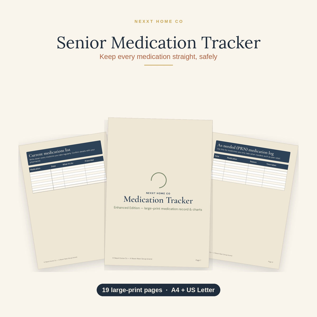 A printable blood pressure tracker and pen beside a home blood pressure monitor on a kitchen table