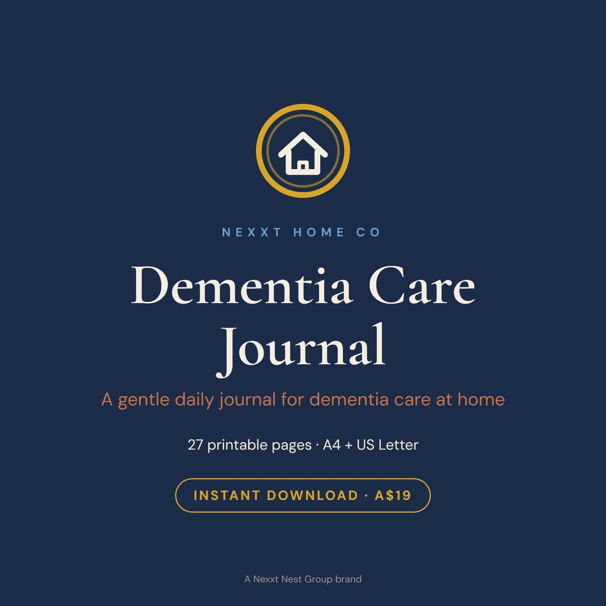 Dementia Care Journal printable cover, the large-print journal that holds a person's life story and the topics that make conversation easier