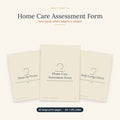 Home Care Assessment Form printable showing large print pages for personal details, mobility and daily living needs