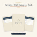 Caregiver Shift Handover Book printable showing large print handover sheets for carers and support workers