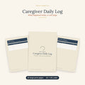 Caregiver Daily Log printable showing a large print elderly care tracker with meals, medications, mood and handover notes