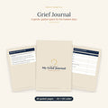 Grief Journal printable pages showing gentle guided prompts, memory pages and letter pages for bereavement
