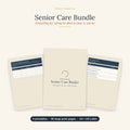Senior Care Mega Bundle showing five large print printable planners for caring for an ageing parent at home