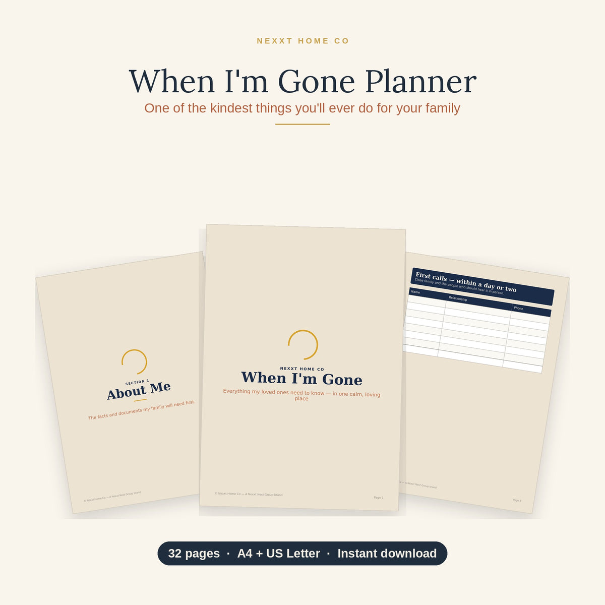 When I'm Gone Planner printable — 32-page end of life organiser, documents, accounts and wishes