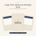 Large Print Address & Birthday Book printable — 42 pages, A–Z contacts and birthday calendar
