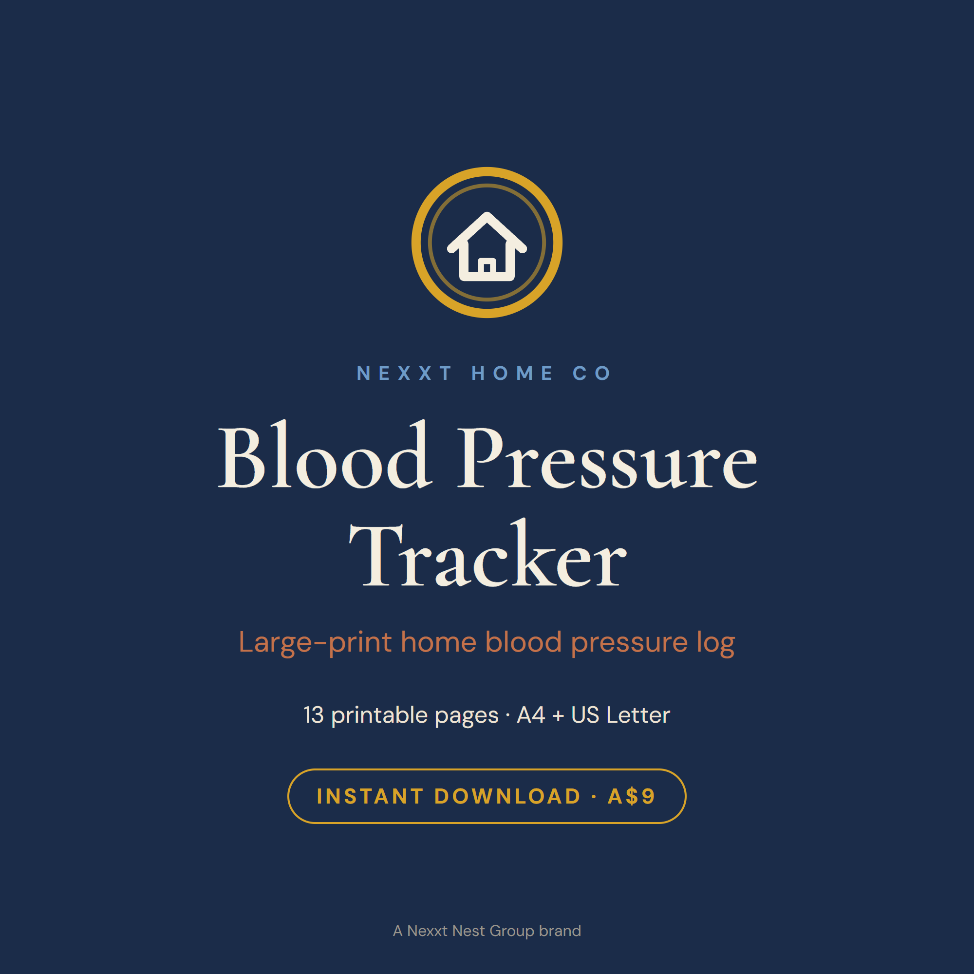 Blood Pressure Tracker printable cover — large print