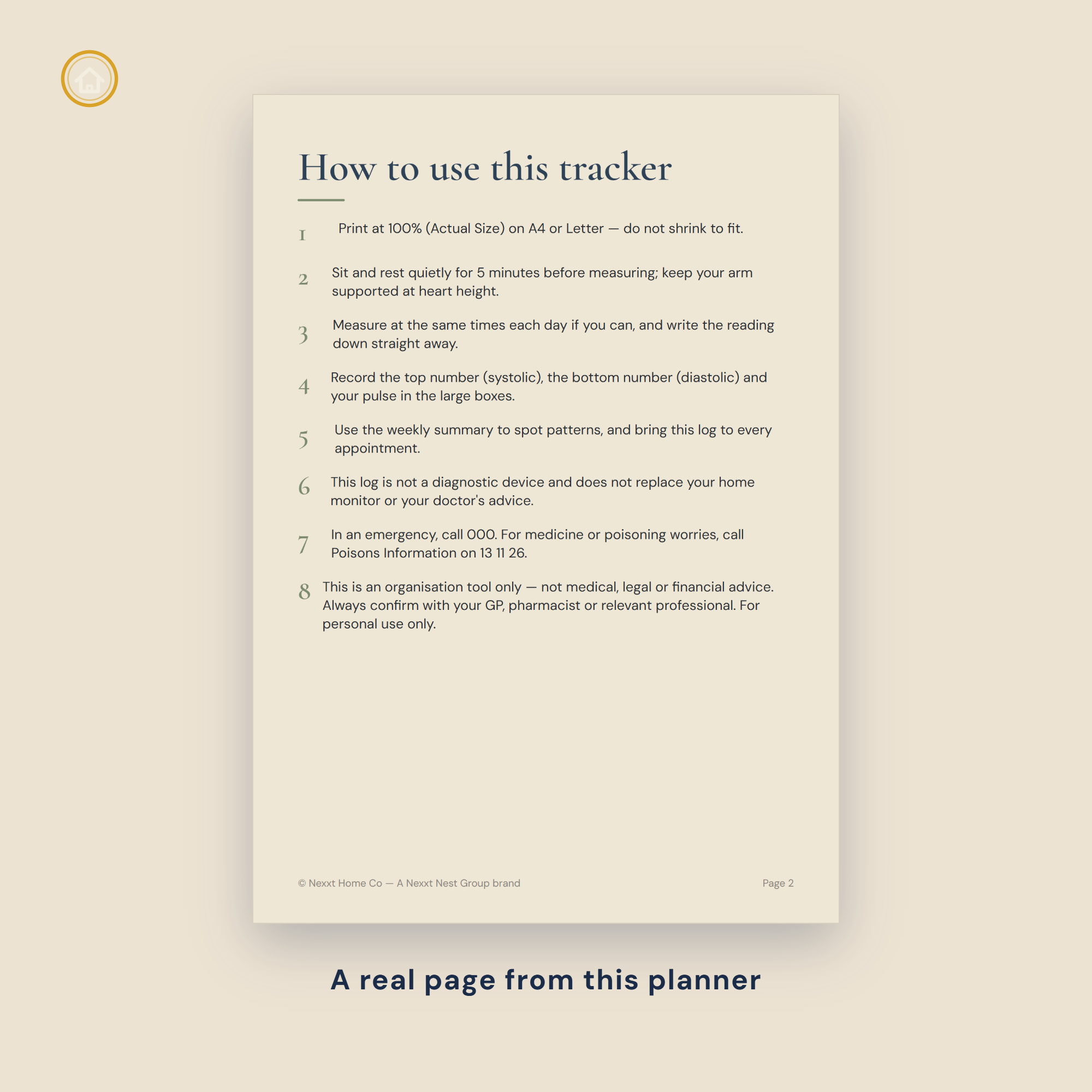 Blood Pressure Tracker daily reading log preview