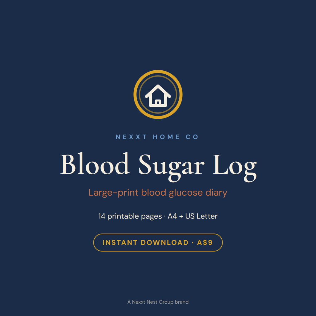 Blood Sugar Log cover — large-print blood glucose diary printable