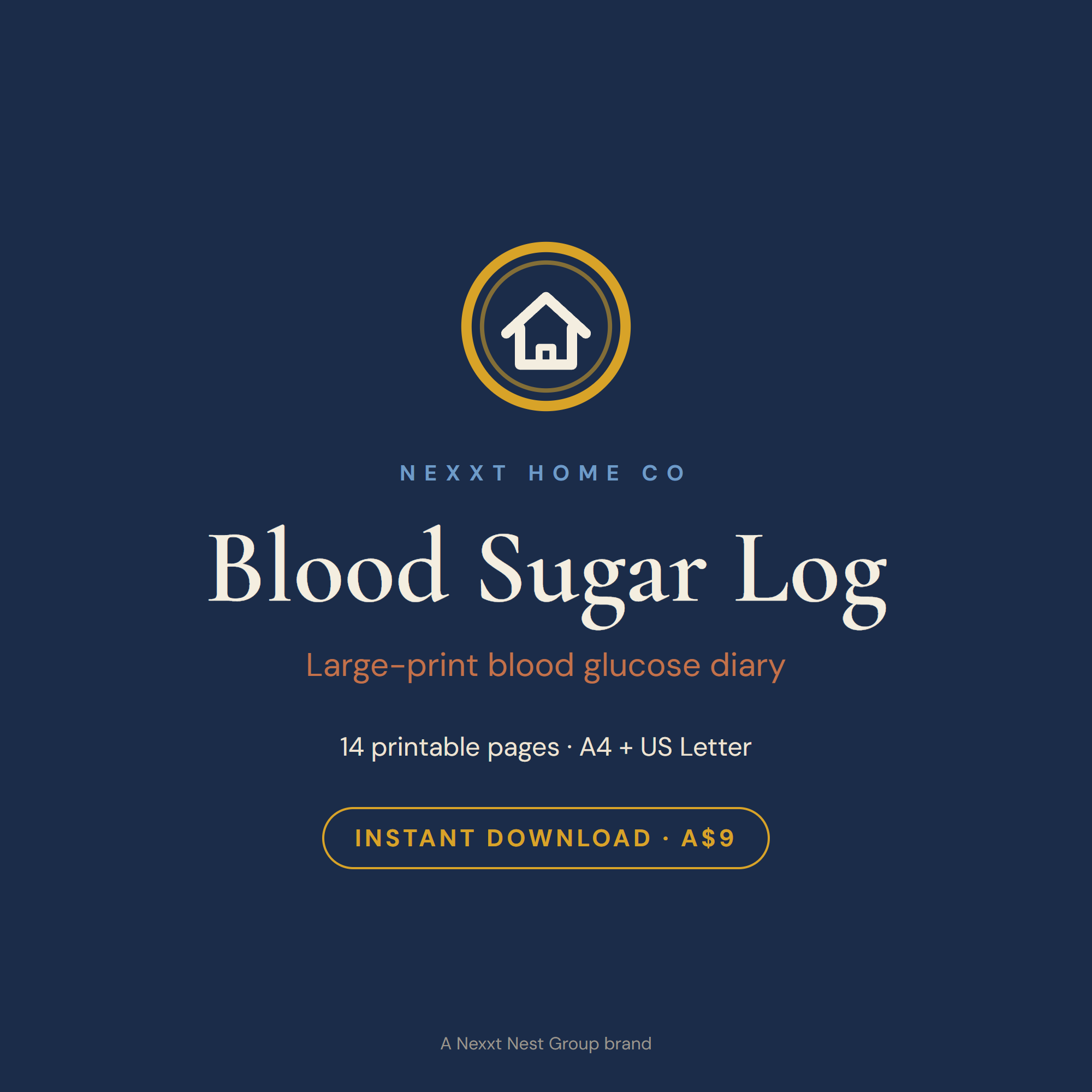 Blood Sugar Log cover — large-print blood glucose diary printable