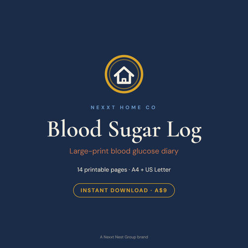 Blood Sugar Log cover — large-print blood glucose diary printable