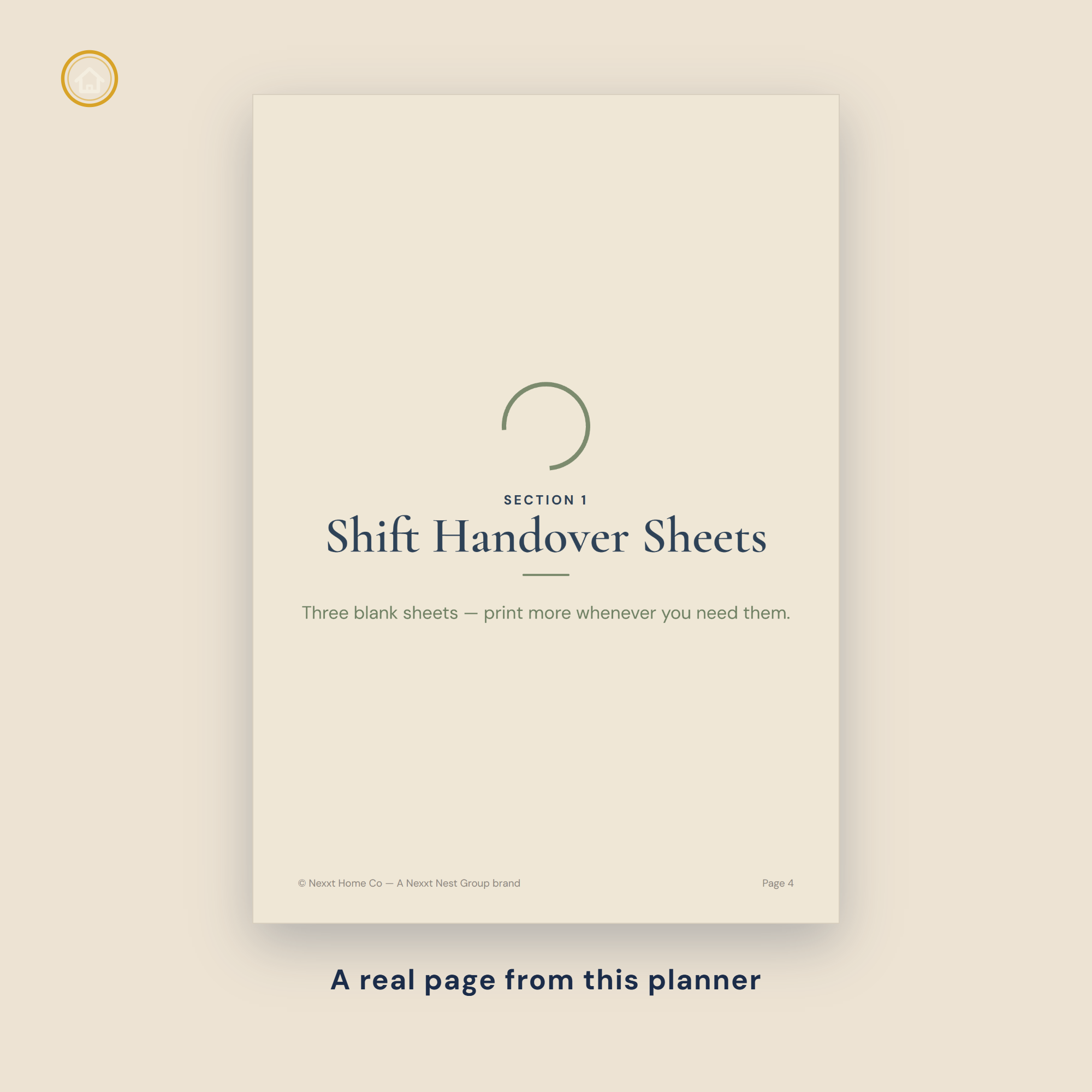 Caregiver Shift Handover Book page preview — additional handover details