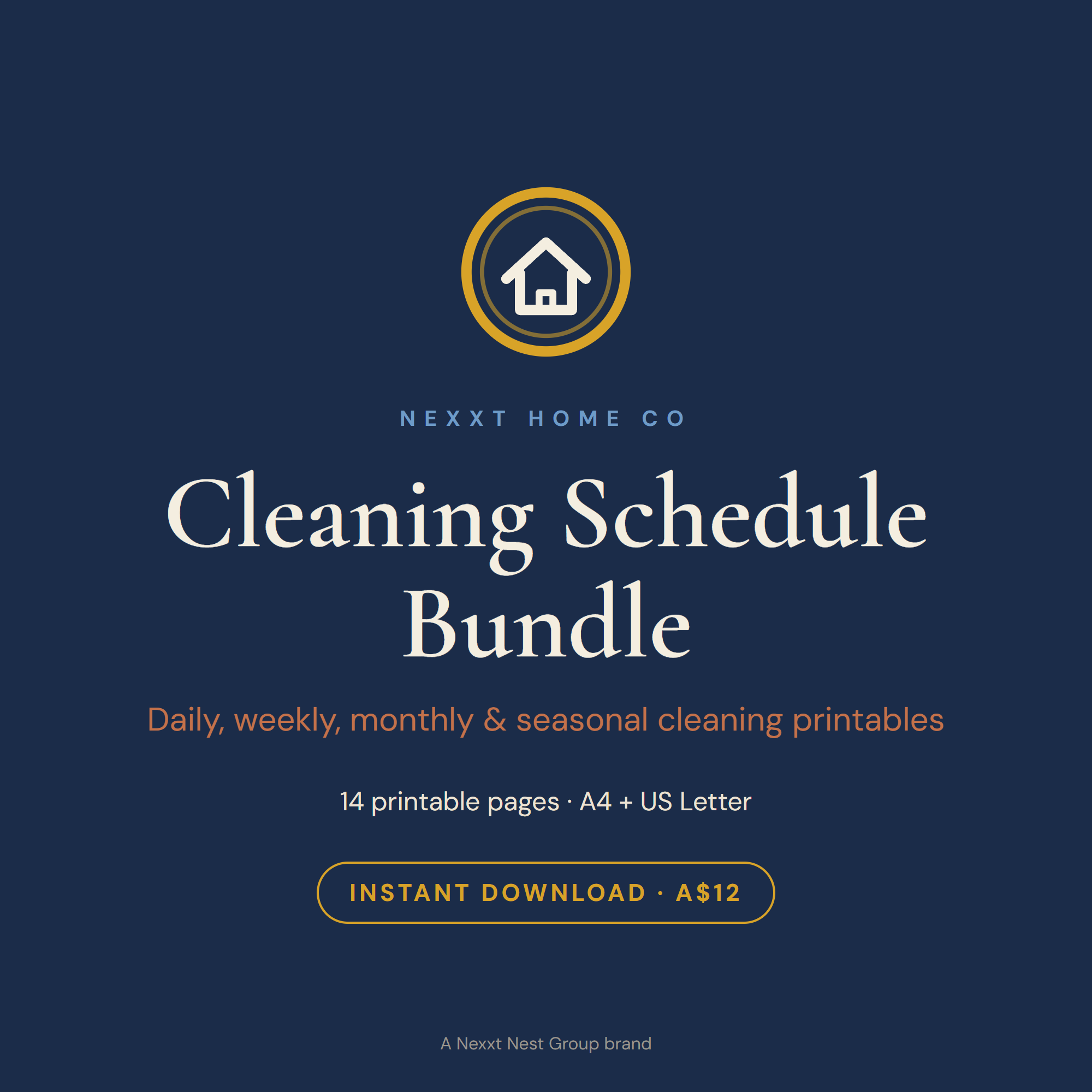 Cleaning Schedule Bundle printable cover — daily, weekly and monthly cleaning checklists