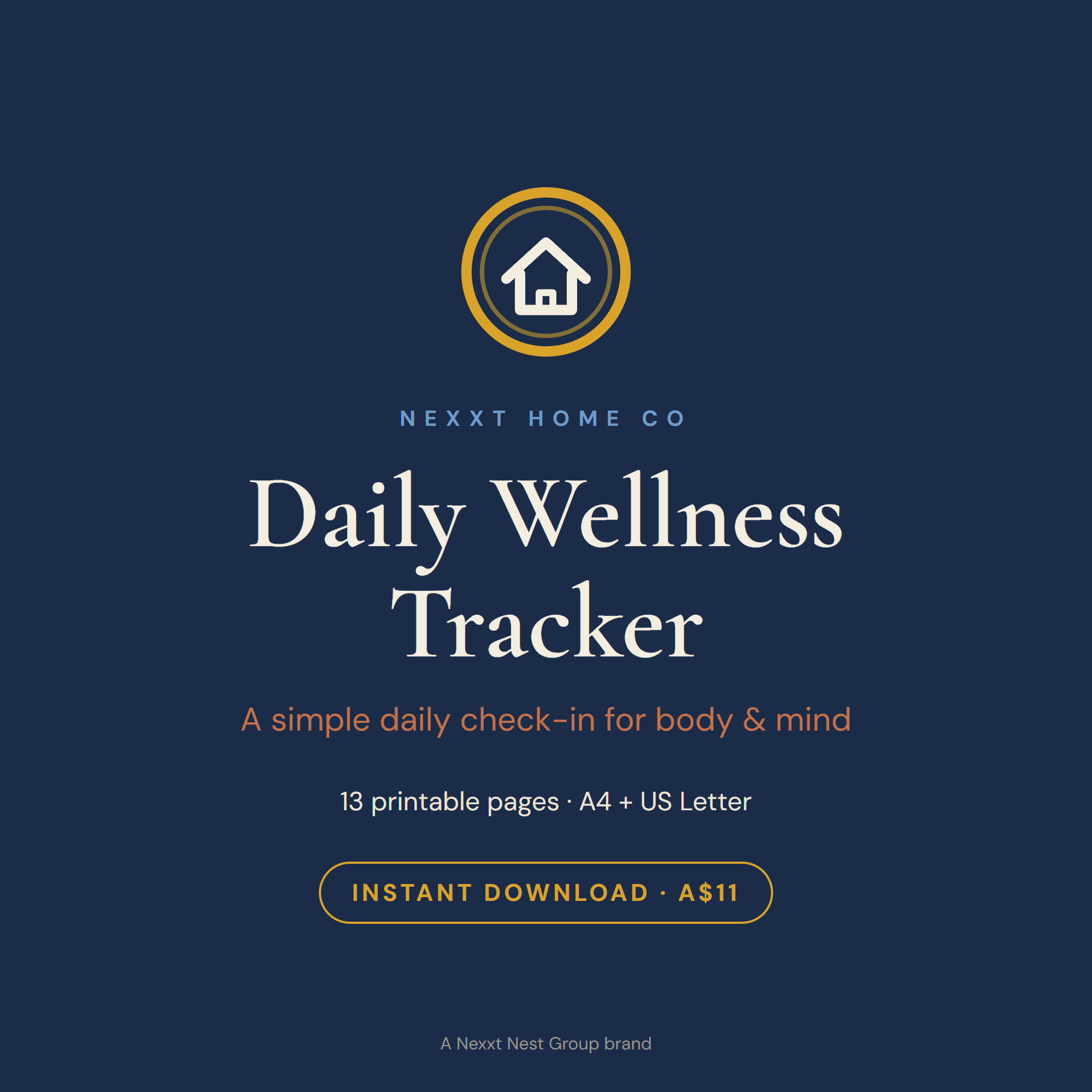 Daily Wellness Tracker cover — a gentle check-in journal for body and mind