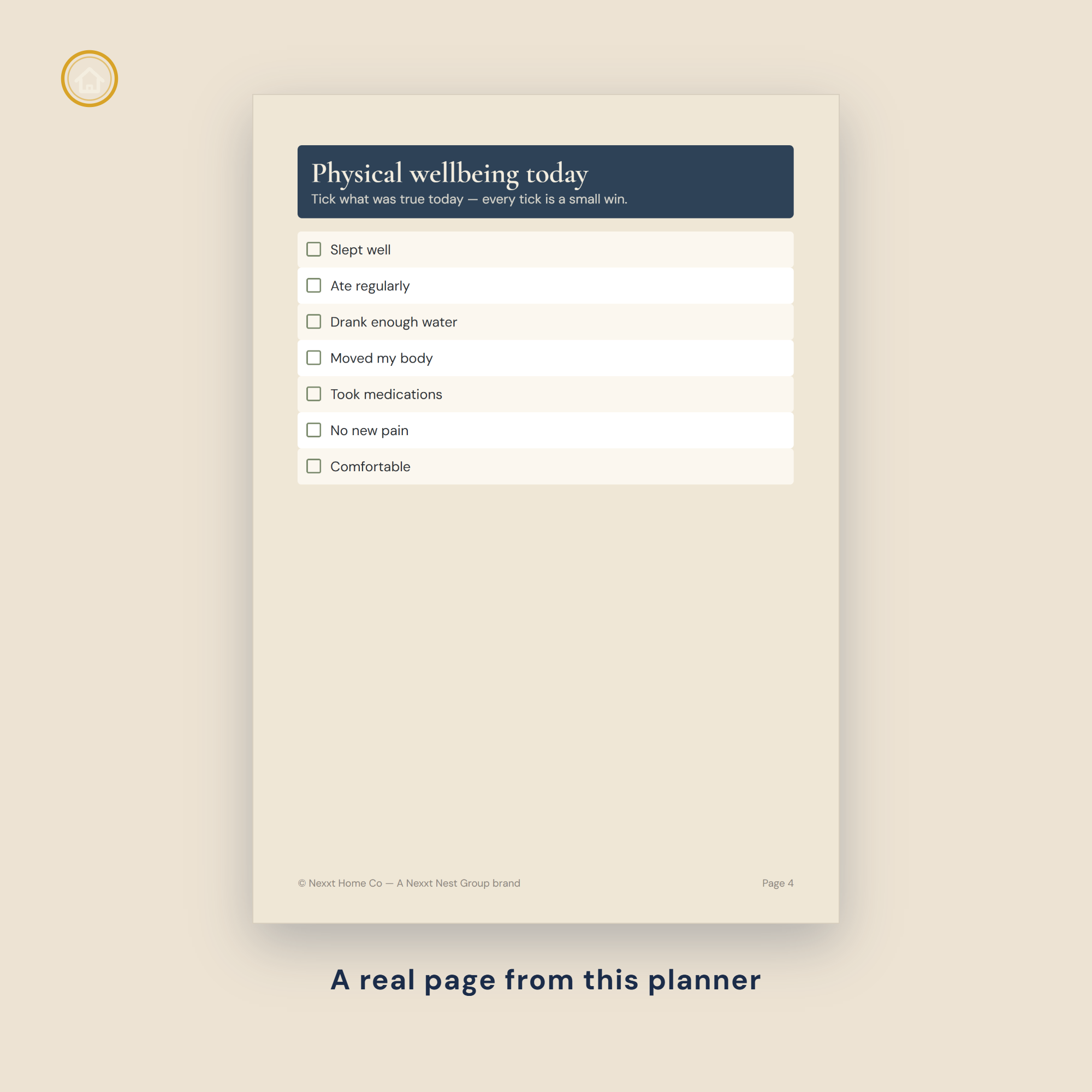 Daily Wellness Tracker page — gratitude and weekly overview