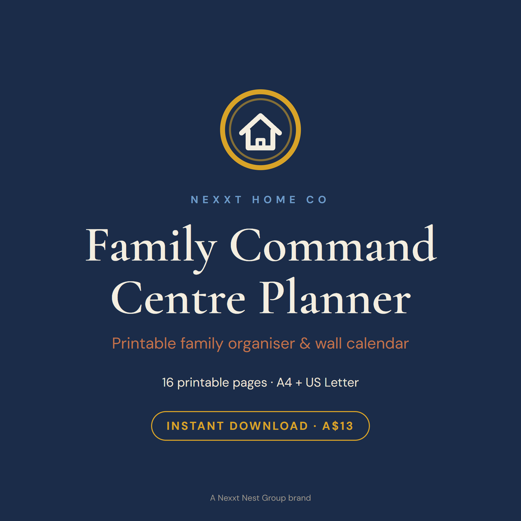 Family Command Centre Planner printable cover — family calendar, meal roster and chore chart