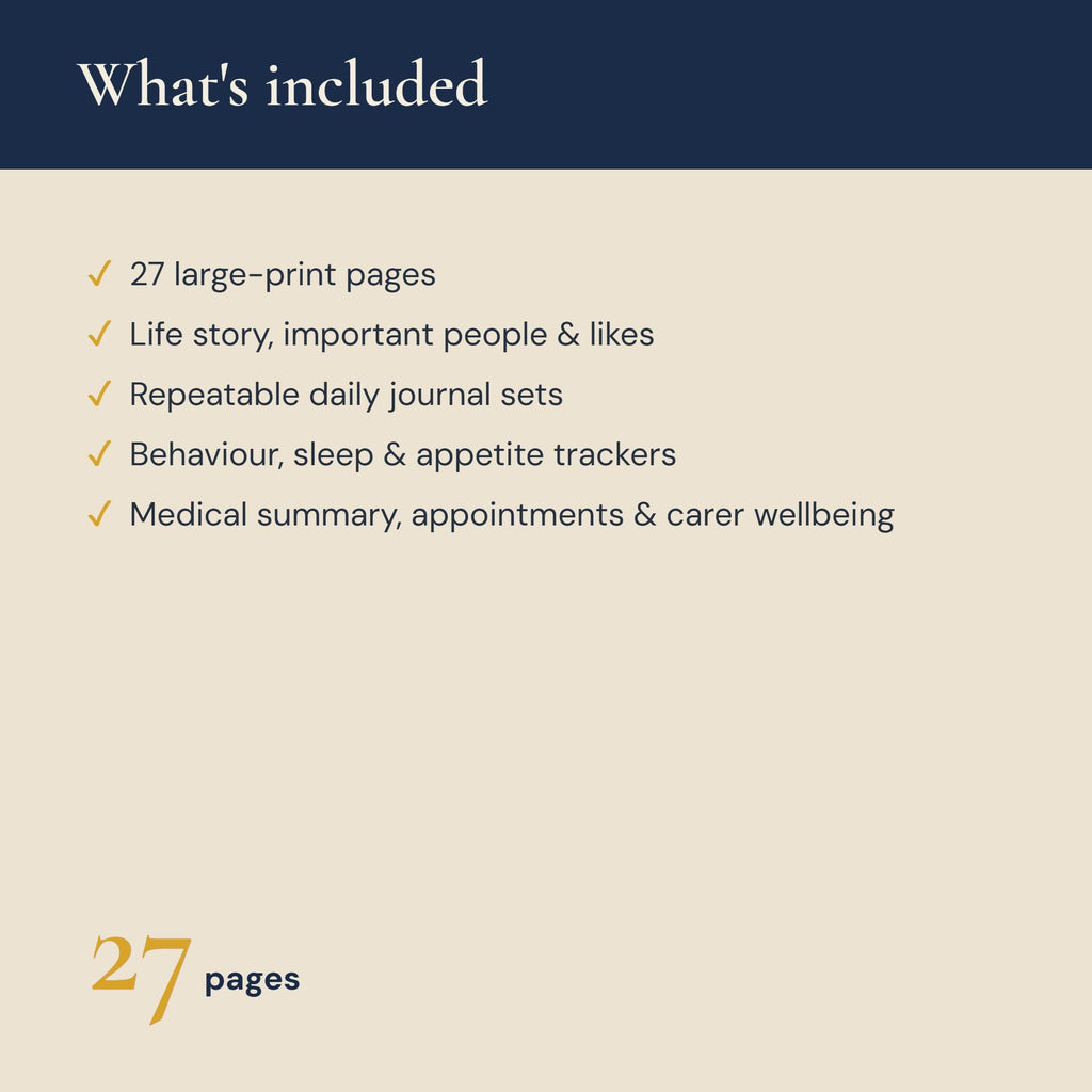 Dementia Care Journal daily log preview