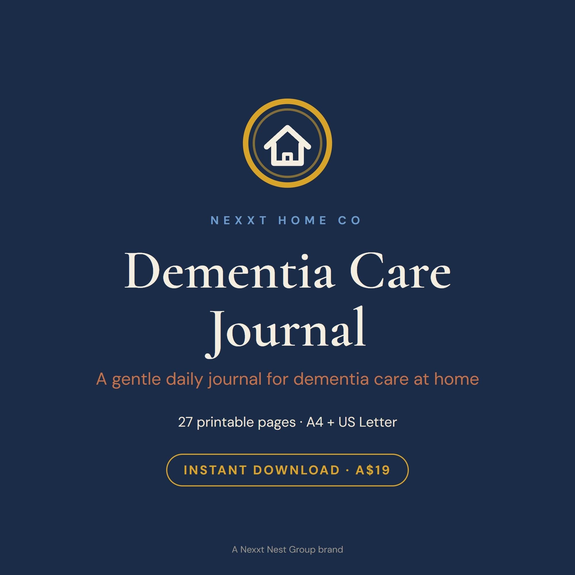 Dementia Care Journal printable cover — large print