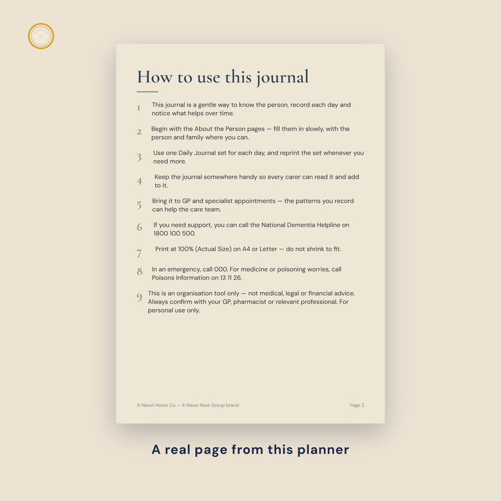 Dementia Care Journal trackers preview