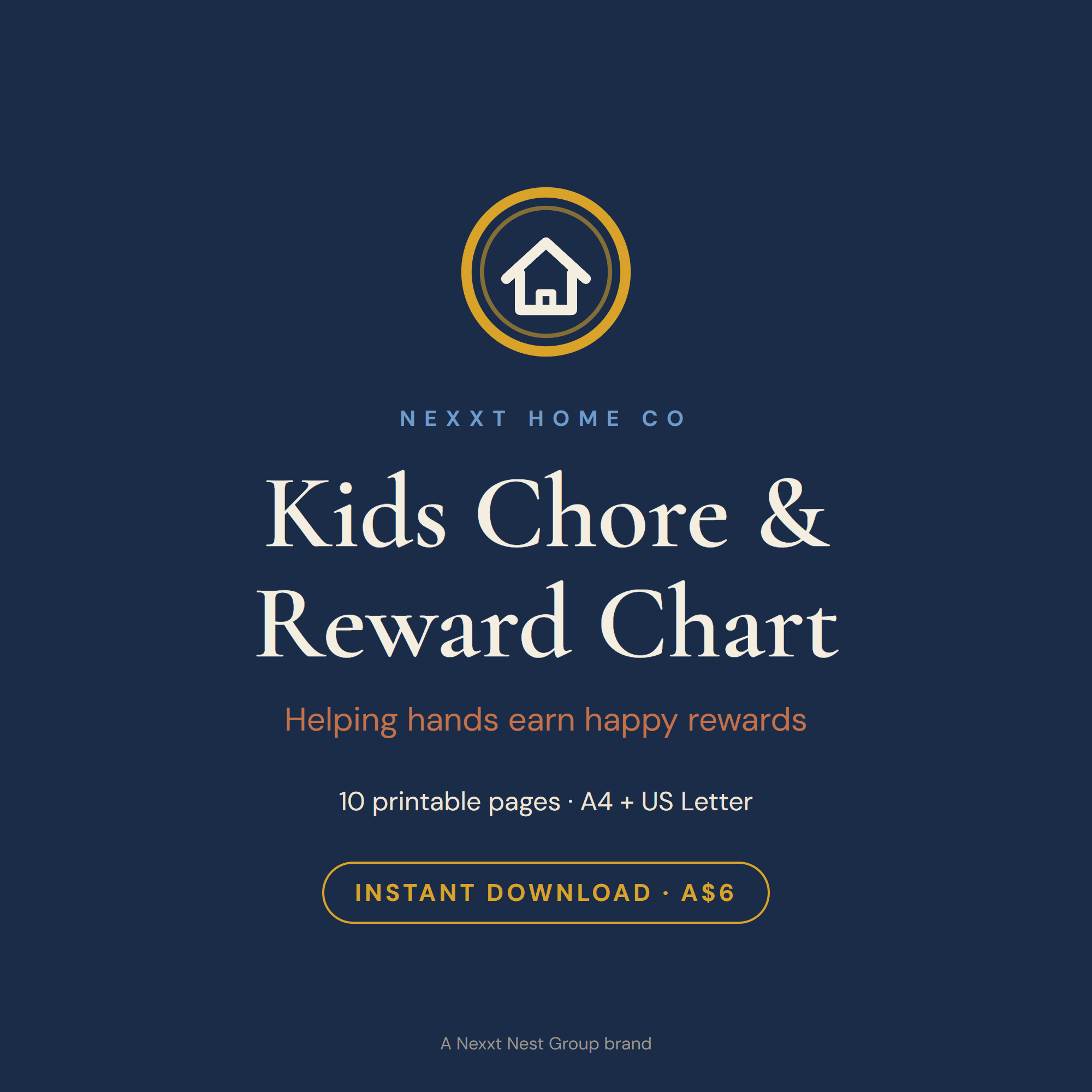 Kids Chore and Reward Chart printable cover — weekly chores, routines and reward menu