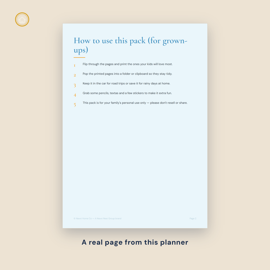 Kids Holiday Activity Pack printable cover — school holiday games and boredom busters