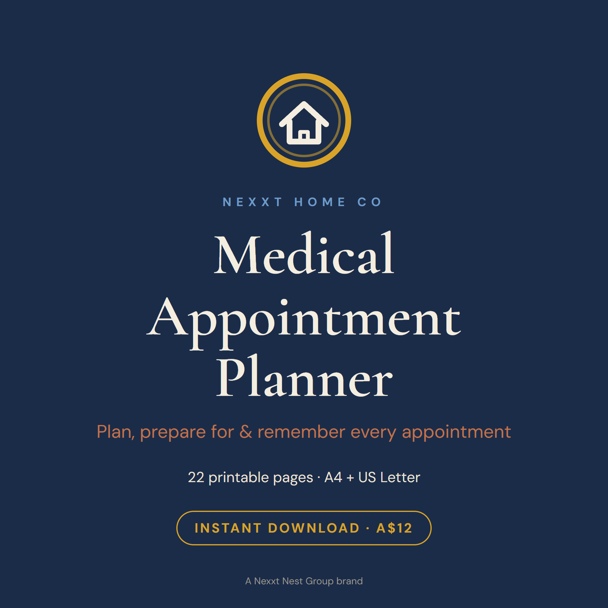 Medical Appointment Planner printable cover — Nexxt Home Co