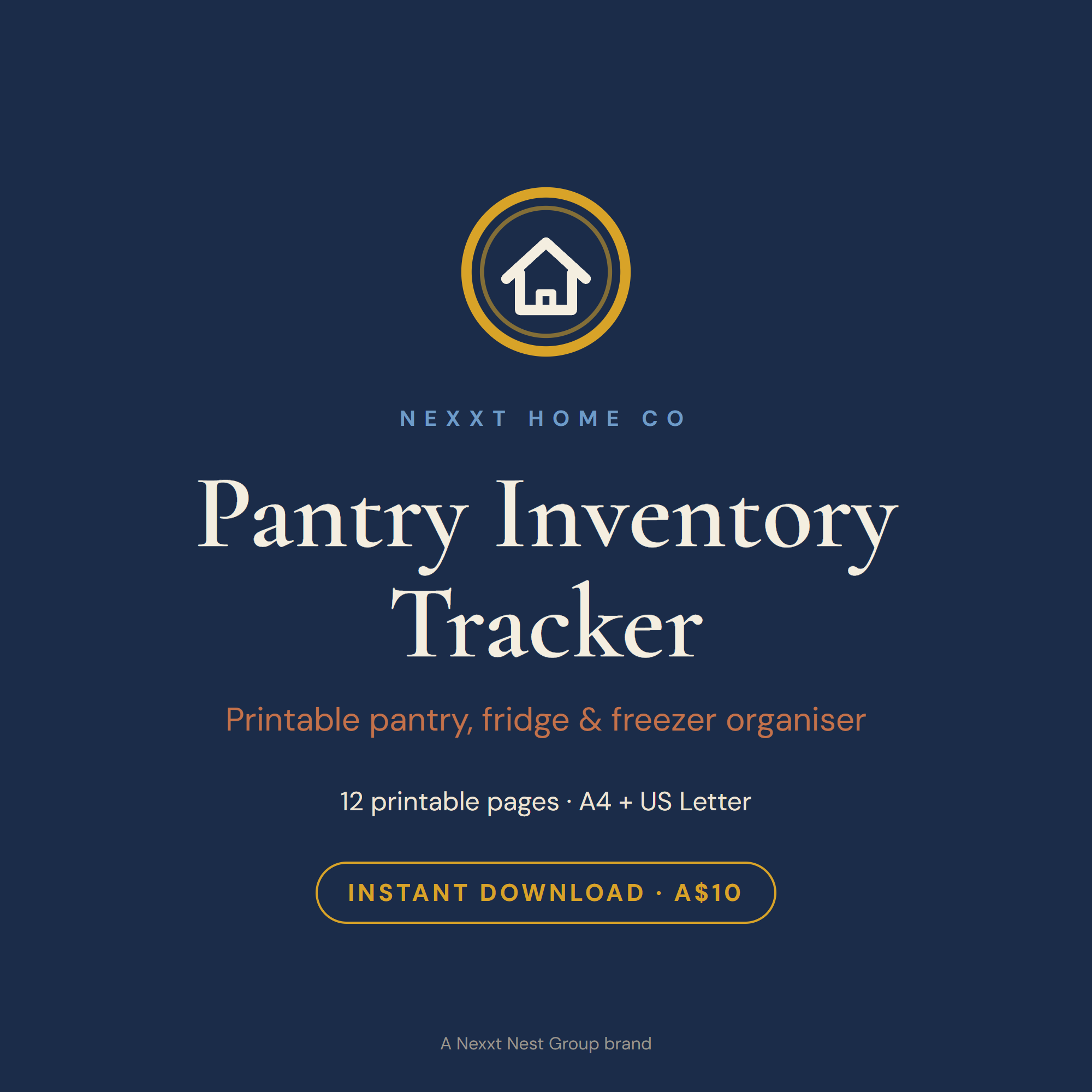 Pantry Inventory Tracker printable cover — pantry, fridge and freezer organiser