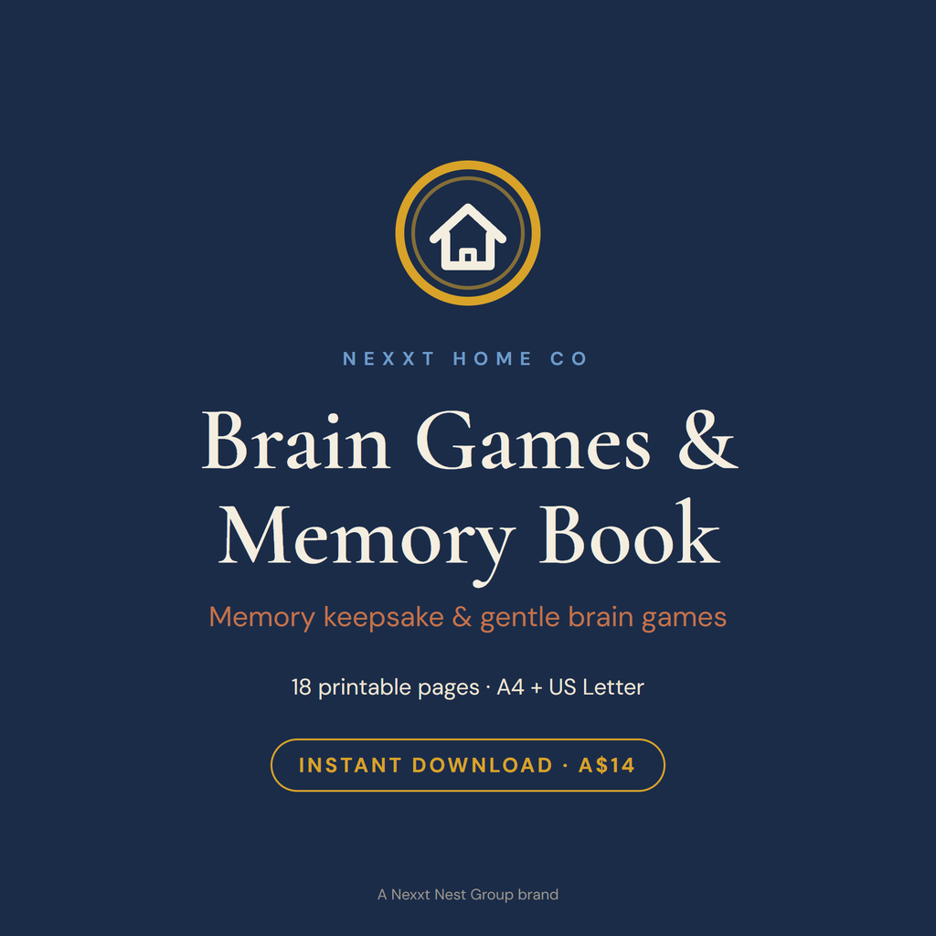 Senior Memory Book and Brain Games printable cover — life-story and reminiscence activities