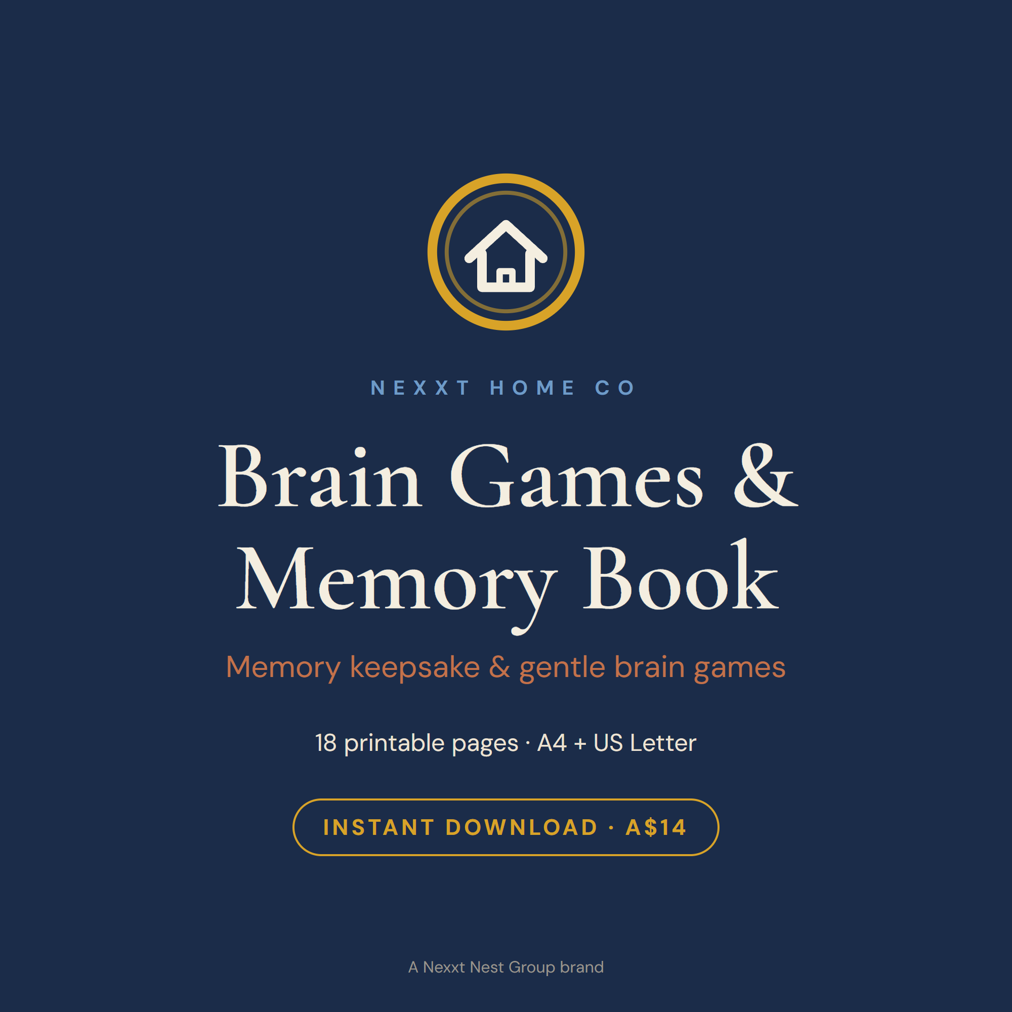Senior Memory Book and Brain Games printable cover — life-story and reminiscence activities