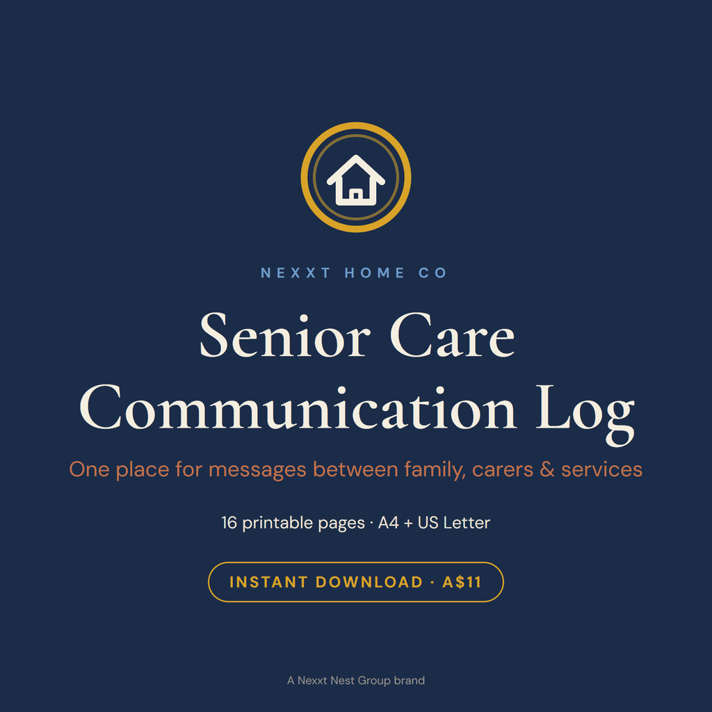 Senior Care Communication Log cover - printable message book for family and carers