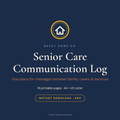 Senior Care Communication Log cover - printable message book for family and carers