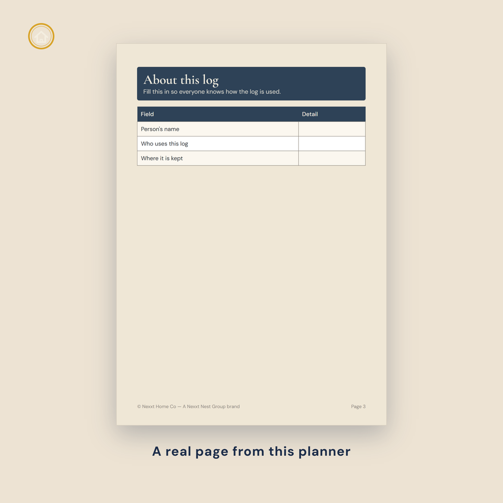 Senior Care Communication Log page preview - communication and visit logs
