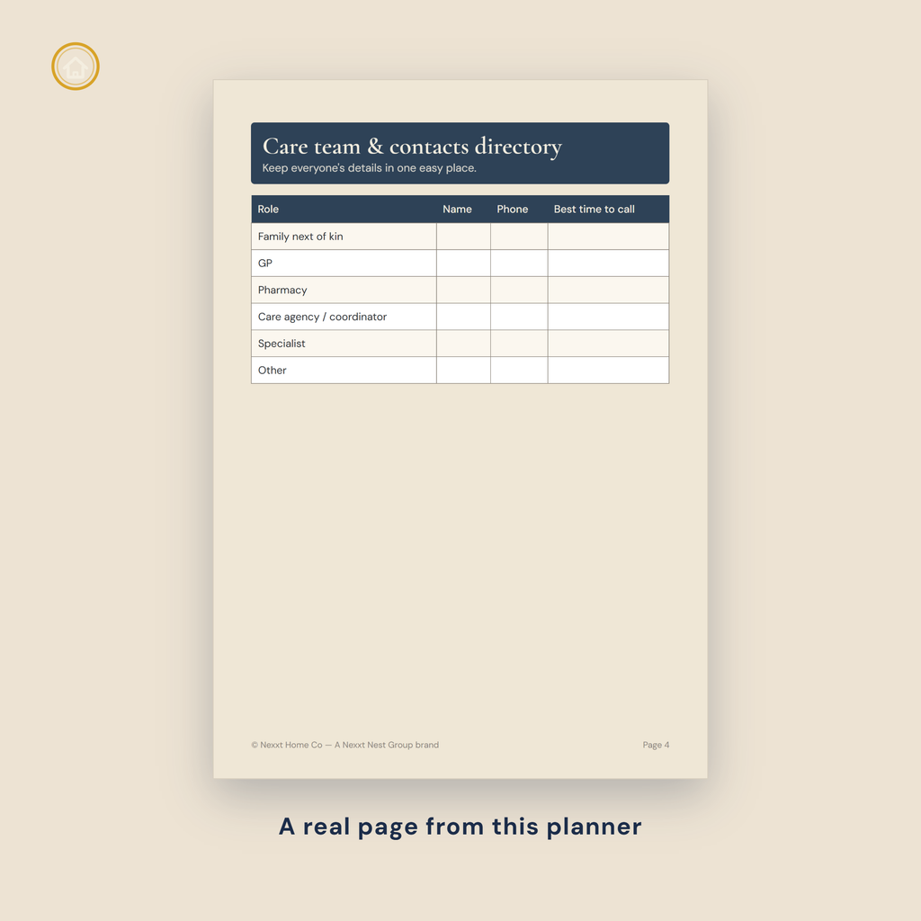 Senior Care Communication Log page preview - decisions, agreements and concerns