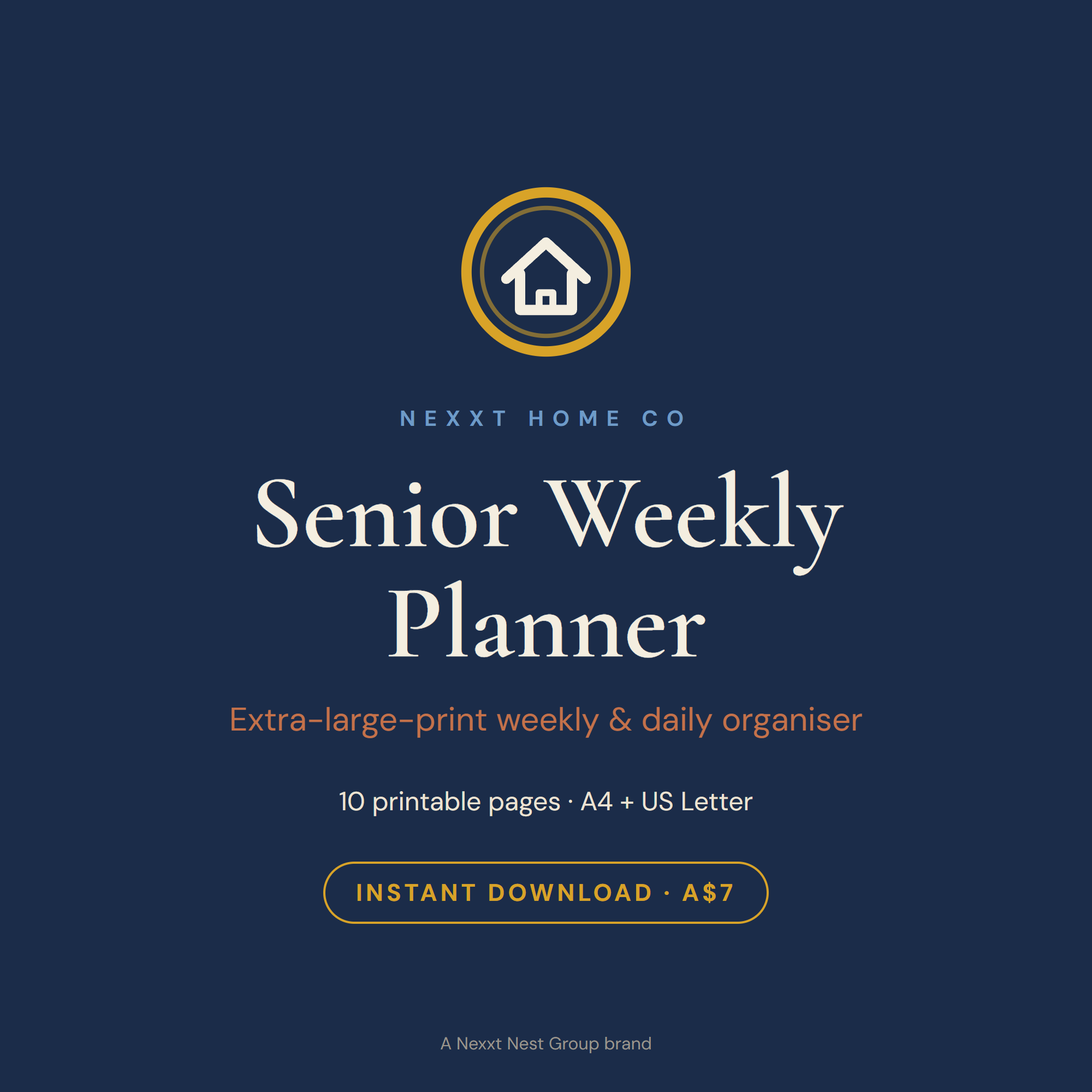 Large Print Weekly Planner printable cover — easy-read weekly planner for seniors