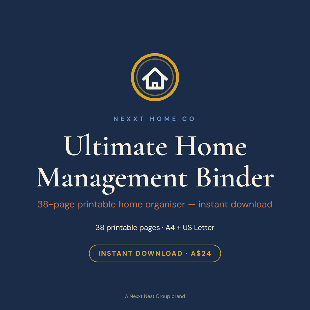 Ultimate Home Management Binder printable cover — 38-page home organiser, Nexxt Home Co