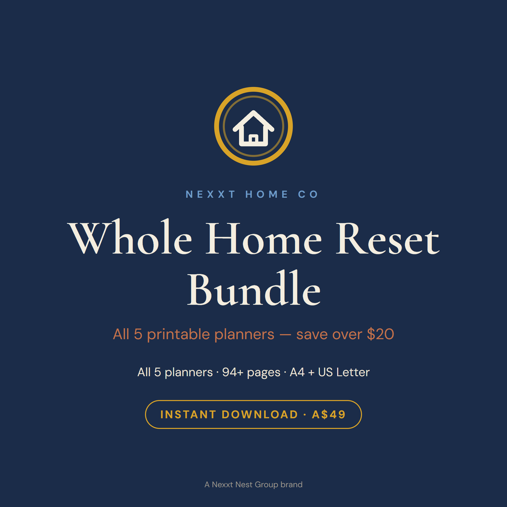 Whole Home Reset Bundle printable cover — five home organisation planners in one kit